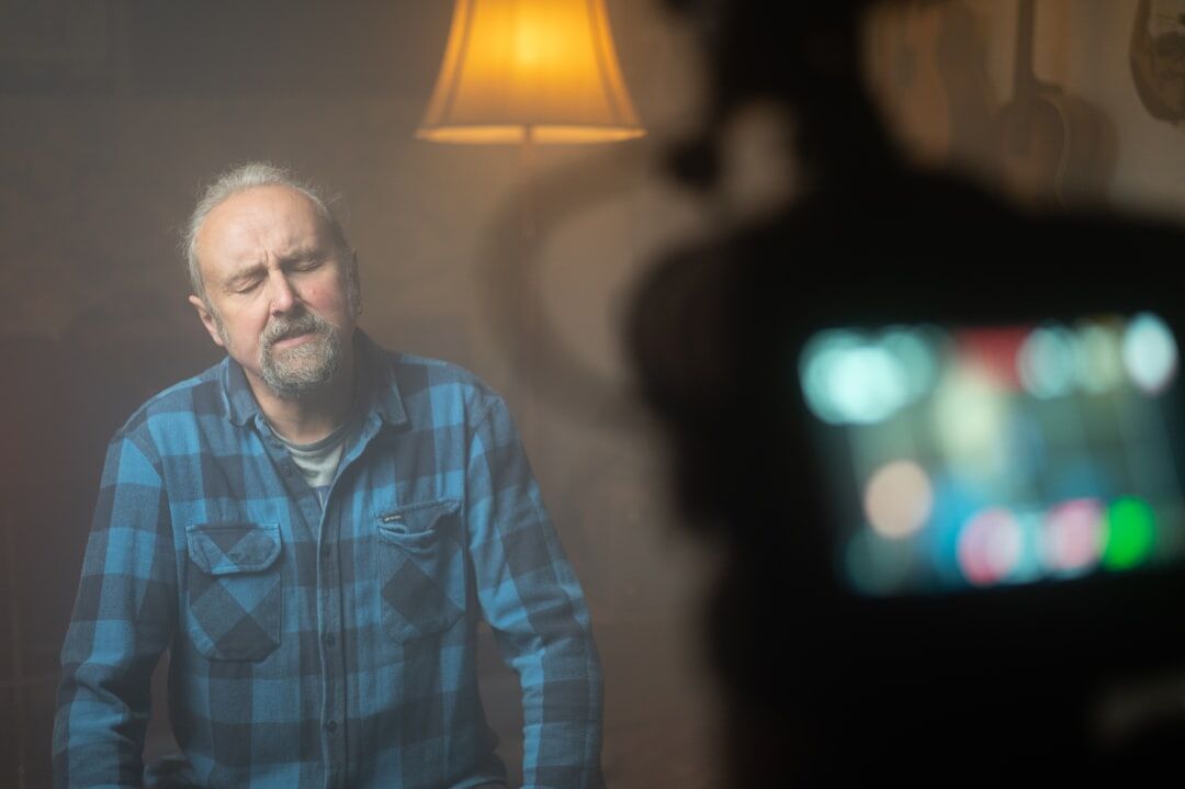 actor looking concerned on set