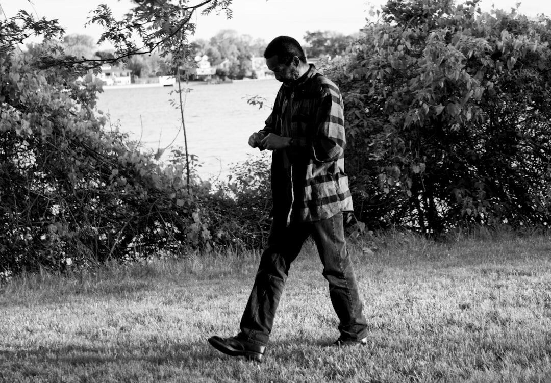 man walking away thoughtful